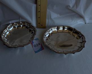 Pair of Vintage Silverplated Scalloped Trays Bowls