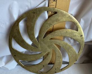 Cast Brass Pinwheel Swirl Geometric Trivet