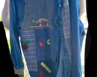 Quacker Factory Teacher Patchwork Denim Shirt 1X