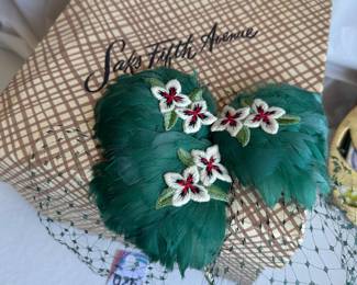Saks Fifth Avenue Feather Floral Cocktail Fascinator Headpiece
