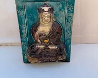 Buddha Molded Clay Ceramic Glazed Wall Plaque