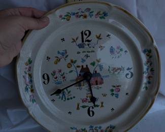 Vintage Floral Hand Painted Ceramic Wall Clock