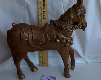 Folk Art Leather Caparisoned Horse Figurine