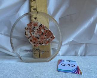 Polished Granite Mineral Specimen Lucite Paperweight