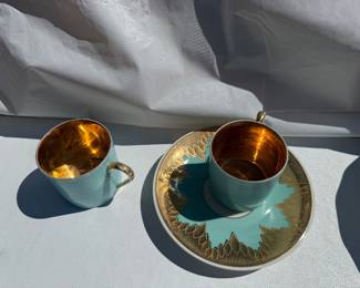 Rudolph Wachter Kirchemlamitz Demitasse Tea Cups and Saucer Gold $9.00 Lining