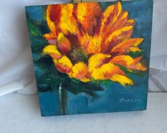 Impasto Sunflower Floral Canvas Panel Oil Painting