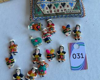 Vintage Istanbul Fabric Badges and Miniature Dolls