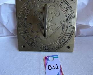 Vintage Brass Square Garden Sundial The Hour Passes