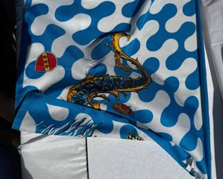 Blue White Geometric Abstract Pattern Scarf $8
