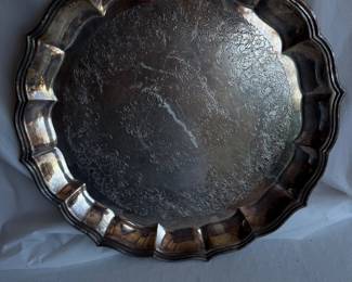 Vintage Fine Silver Plate Round Serving Platter