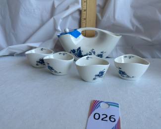 Mid Century Blue and White Flying Butterfly Tea Set 5pc $20.00