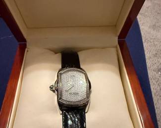 Invicta Diamond Paved Black Ostrich Watch $200.00