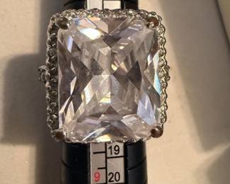 Costume Ring Size 7 Large Clear Stone $10.00