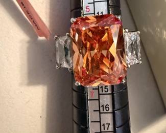 Size 6 Large Orange Stone Ring $22.00