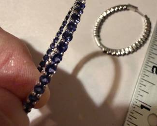 Sterling Silver Purple Stone Hoop Earrings $20.00
