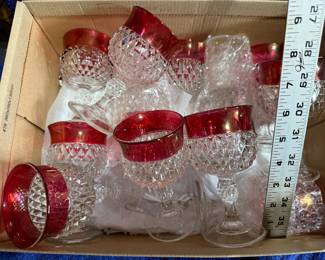 Set of 12 Indiana Glass Ruby Rimmed $12.00