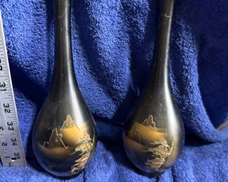 2 Metal Asian Vases $30.00