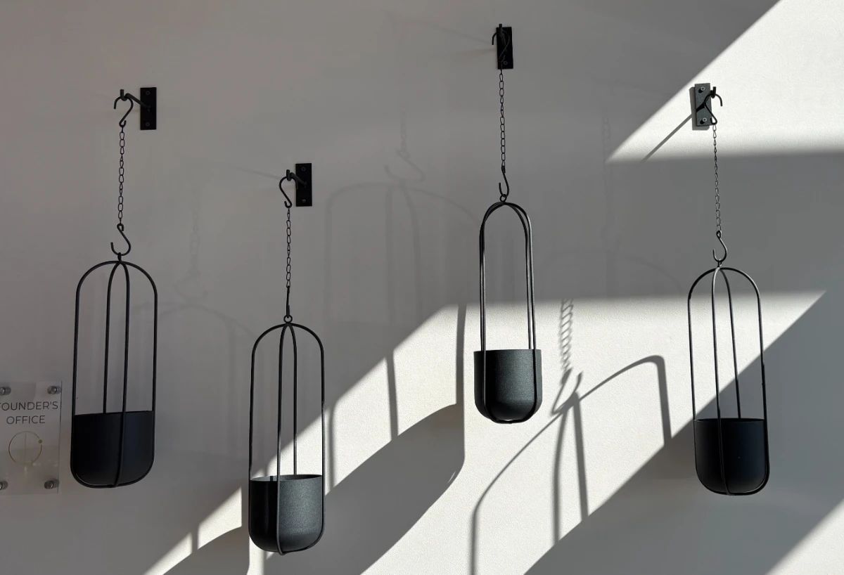 Walter Modern Black Metal Oval Hanging Planters