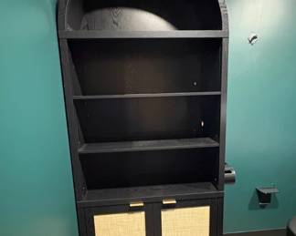 Black Boho Rattan Arched Bookcase