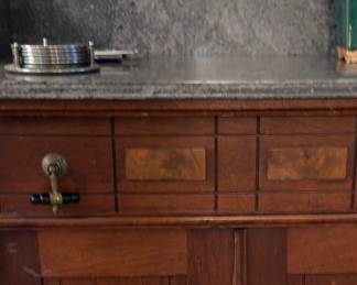 Victorian washstand with soapstone top and splash