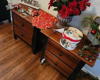 2 night stands and Chrsitmas decorations