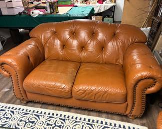 Leather loveseat