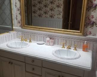 Double bath vanity; mirror