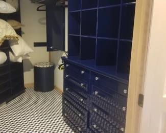 Navy lacquer walk-in closet system