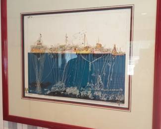 Limited edition print or lithograph titled "4 Hour Fishing" by artist Bruce Johnson