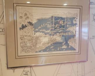 Vintage framed art print titled "Opening Day" by artist Bruce Johnson