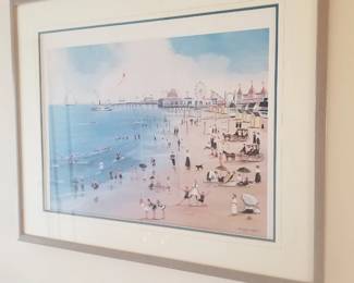 Framed lithograph "Jersey Shore" by artist Sally Caldwell Fisher