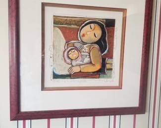 Limited-edition print titled "Love Cuddle" by the Malaysian artist Lee Long Looi