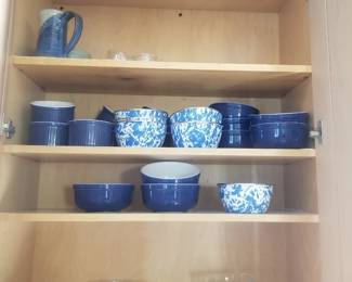 Enamelware bowls; ceramic bowls