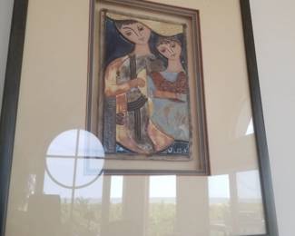 Vintage hand-glazed ceramic bas-relief wall plaque created by the Israeli mid-century artist Ruth Faktor