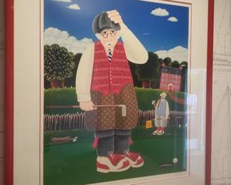 Framed print titled "Another Missed Tiddler" by British artist Peter Heard (1939–2021)