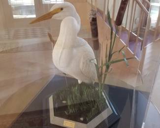 Large shorebird sculpture: Great Egret by Ben C. Gurtizen