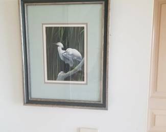 Framed egret art print