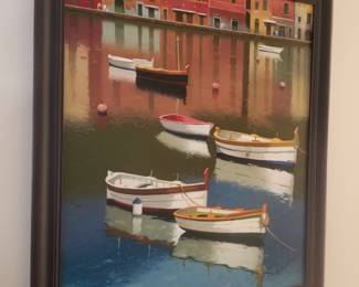 "Harbor at Last Light" (also known as a Portofino harbor scene) by Spanish artist Ramon Pujol