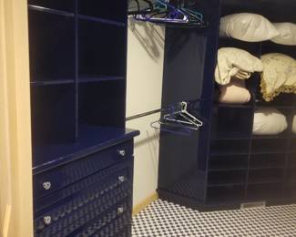 Navy lacquer walk-in closet system