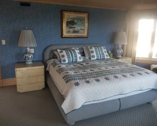 King bed; 3-drawer nightstand; table lamps - 2 available
