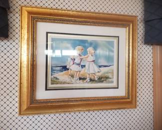 Children on the beach framed artwork