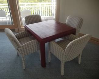 Game table & 4 upholstered chairs
