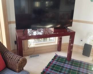 Asian lacquer table; TV