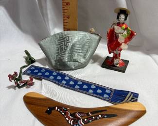 Geisha Doll, Boomerang, Leather Bookmark $10.00
