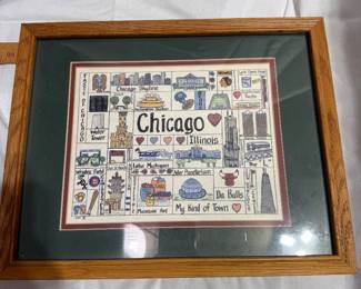 Custom Framed Chicago City Landmark Art