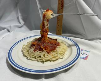 Novelty Spaghetti Fork with Spaghetti and Sauce Trick Fake Food Display Prop