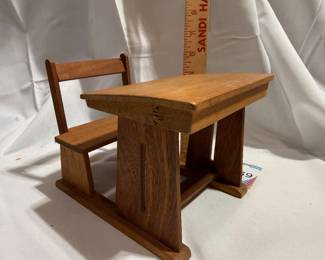 Wooden Doll Sized School Desk & Chair Set $8.00