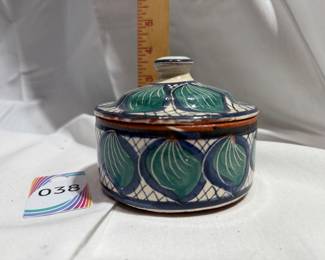 Mexican Talavera Glazed Pottery Lidded Jar $10.00