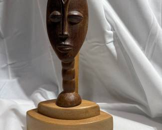 Mid-Century Modern Hand Carved Wooden African Bust $24.00