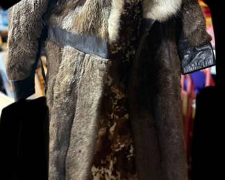Evans Vintage Fur Coat with Leather Trim Details $75.00